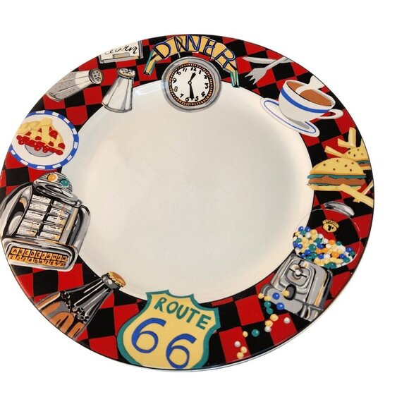 Sakura Roadside By Sue Zipkin 1993 Stoneware Dinner Plates Set Of 5 Retro Route - Picture 7 of 8